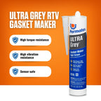 Permatex 82195 Ultra Grey Rigid High-Torque RTV Silicone Gasket Maker, Sensor Safe and Non-Corrosive, for High Torque and Vibration Resistant Applications, 13 oz