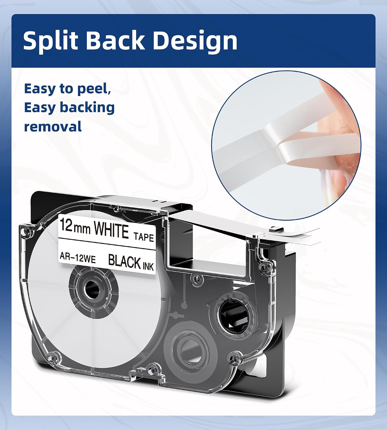 Replacement for Casio XR-12WE 12mm (1/2") Black on White Label Maker Tape | Compatible with Casio EZ Label Printers