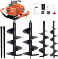 72CC Auger Post Hole Digger Gas Powered w/ 3 Bit & 2 Rods | 4" & 8" & 12" Auger Bits + 24" & 24" Extension Rod, Heavy