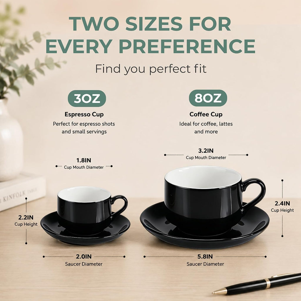 3 Ounce Espresso Cups Set of 4, Black