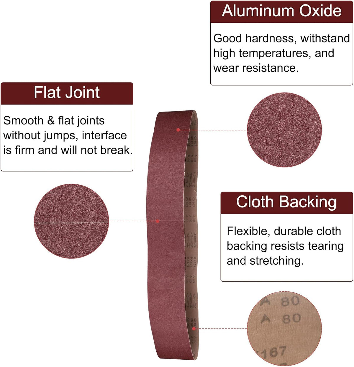 uxcell 2pcs 6" x 89" Sanding Belts 80 Grits Aluminum Oxide