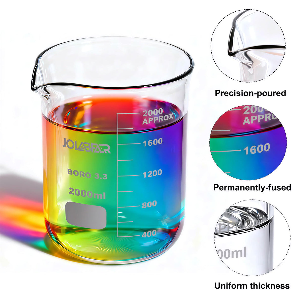 2000mL/2L Graduated Lab Glass Beaker