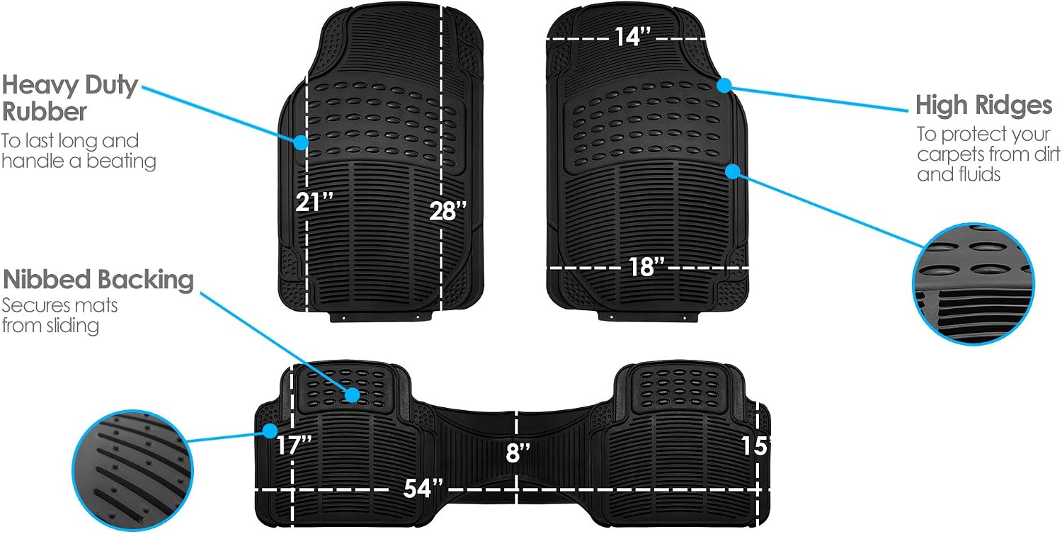 Automotive Floor Mats Solid ClimaProof for all weather protection Universal Fit Trimmable Heavy Duty fits most Cars