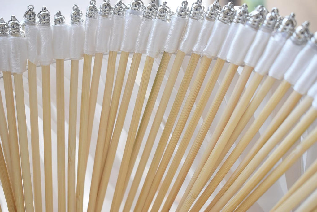 100 Pack Ribbon Wedding Wands Wedding Send Off Ideas with Silver Bells Silk Fairy Stick Wands Wedding Wand Favor