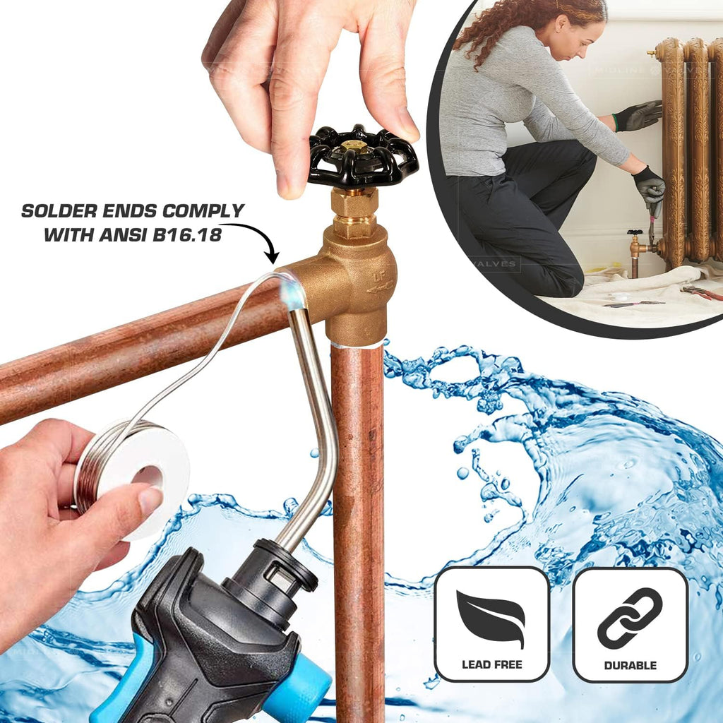 3/4 inch Angle Lead-Free Short Globe Valve With Solder Cups
