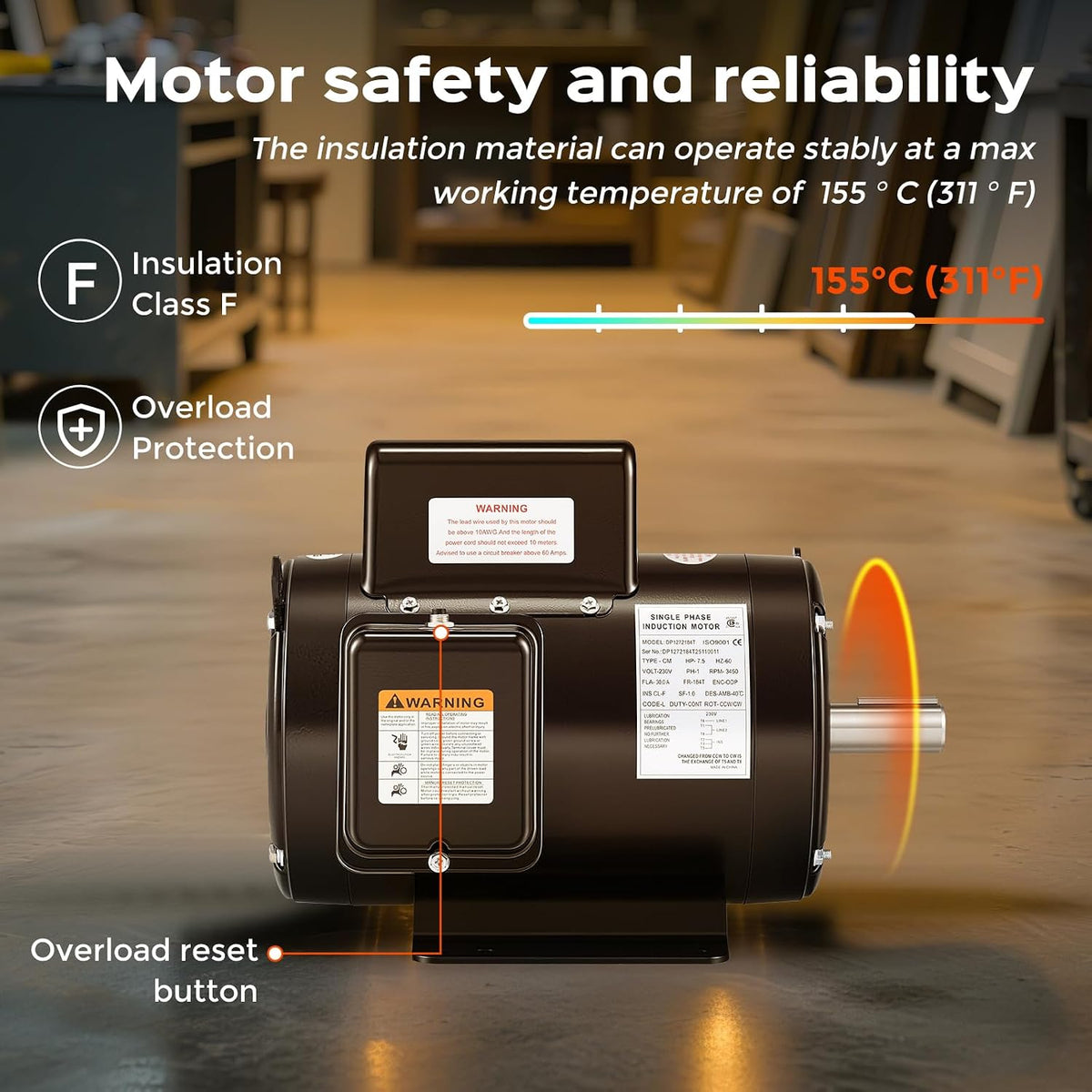Bonvoisin 7.5HP Air Compressor Motor 184T Frame Single Phase Electric Motor