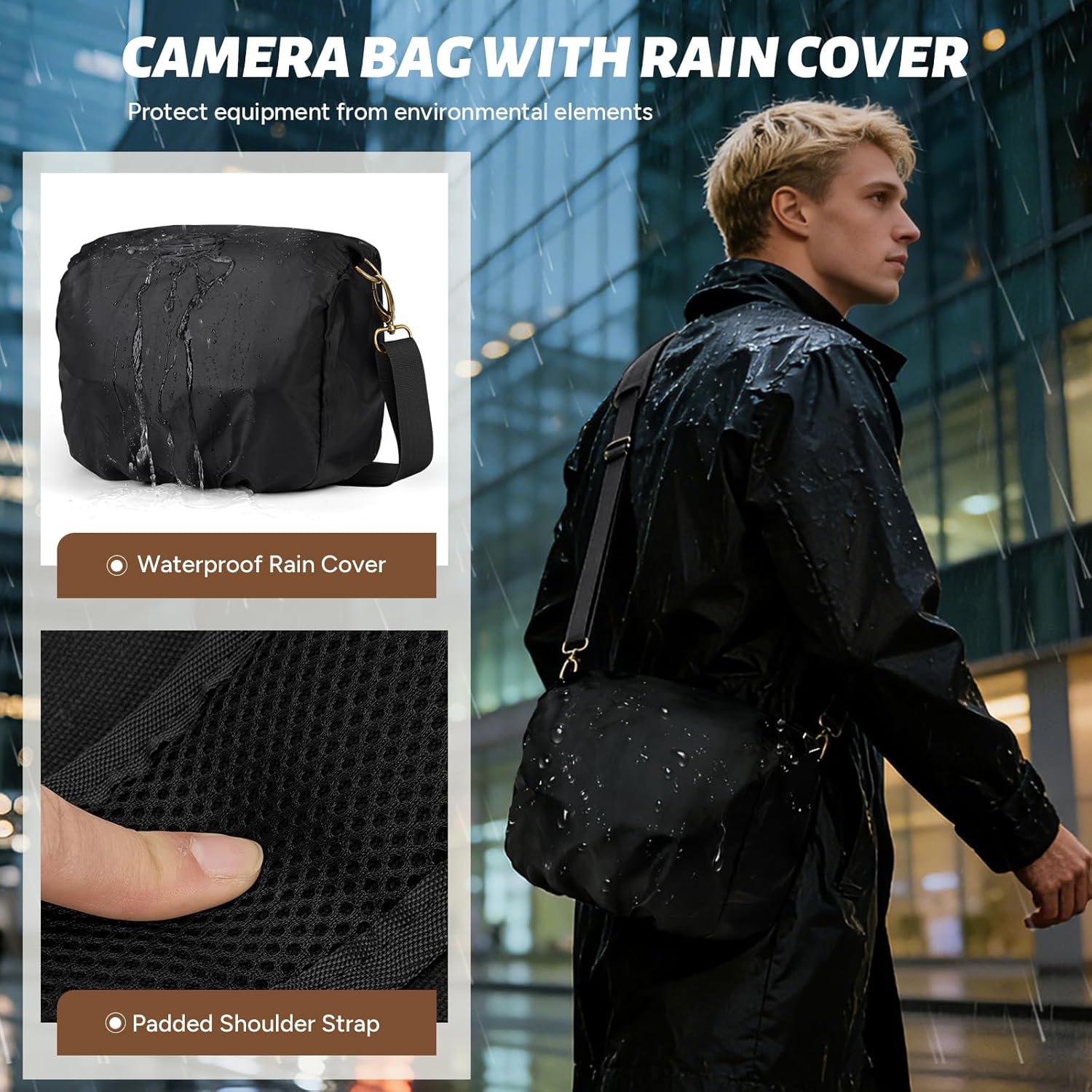 Camera Bag, Vintage Canvas Camera Sling Bag Crossbody Camera Case | Water-resistant DSLR SLR Mirrorless Camera Bag