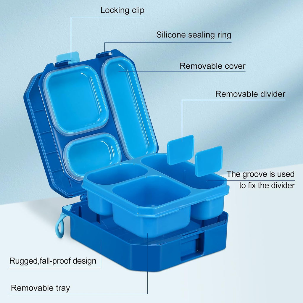 Bento Lunch Box for Kids with 12oz Soup Thermo Leak-Proof Lunch Food Container with 5 Compartment Thermo Hot Food Jar