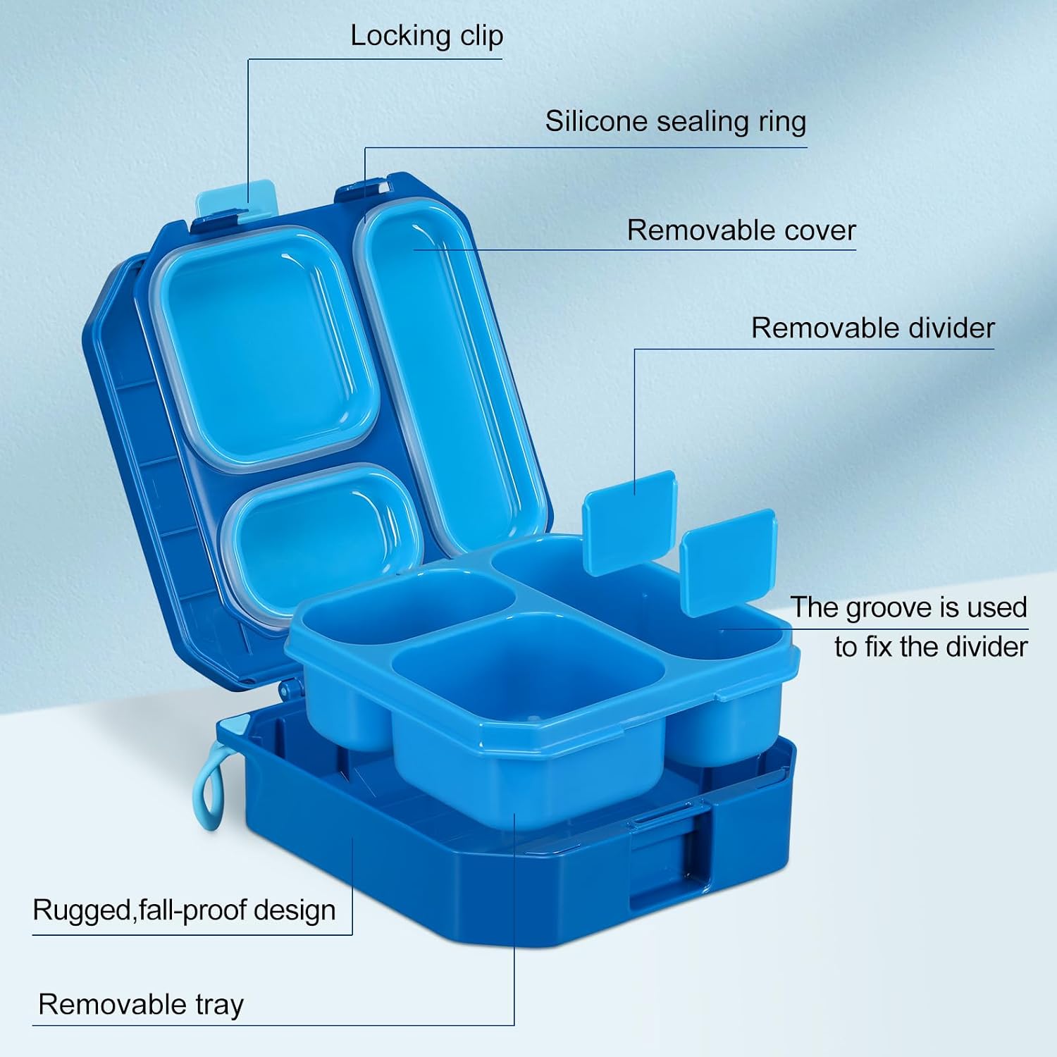 Bento Lunch Box for Kids with 12oz Soup Thermo Leak-Proof Lunch Food Container with 5 Compartment Thermo Hot Food Jar