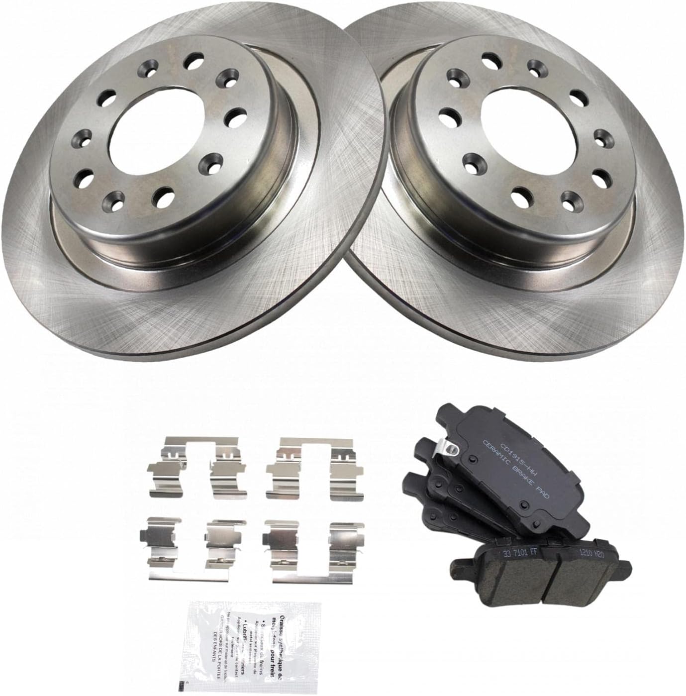 Rear Brake Pad and Rotor Set Ceramic Solid Rotors Compatible with 2017-2019 Buick LaCrosse 2018-2019 Regal Sportback