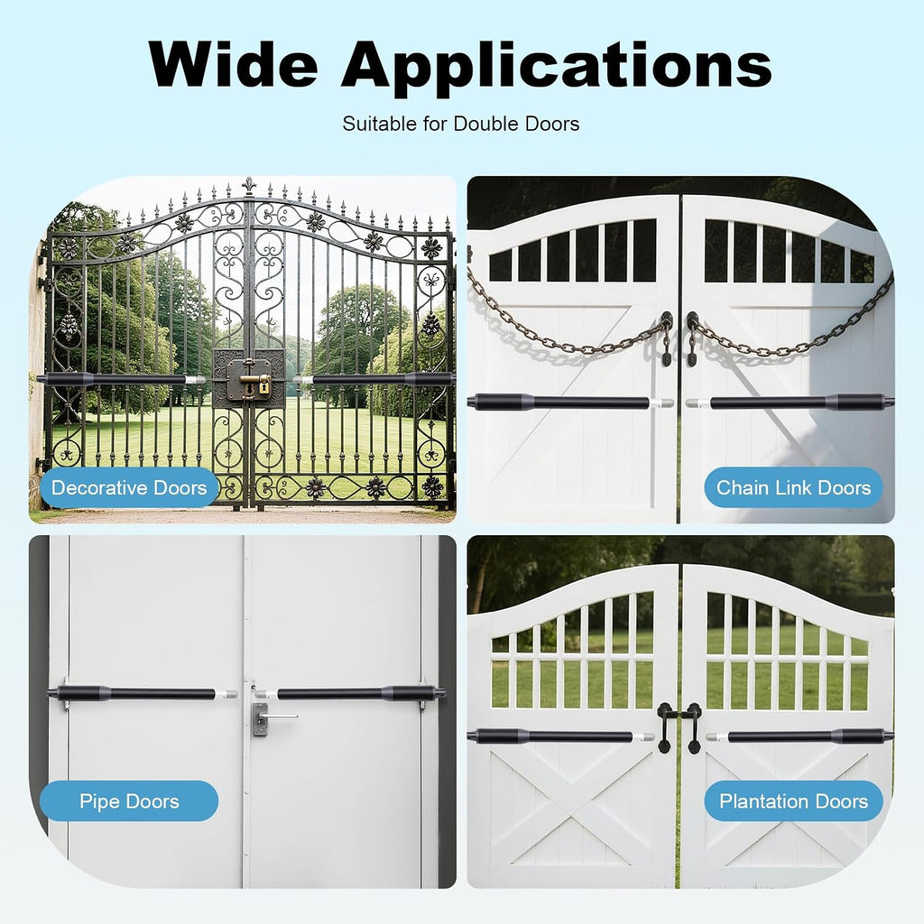 Automatic Dual Swing Gate Opener Kit, Heavy Duty Electric Gate Opener for Doors up to 650LBS, Dual Arm Swing Gates
