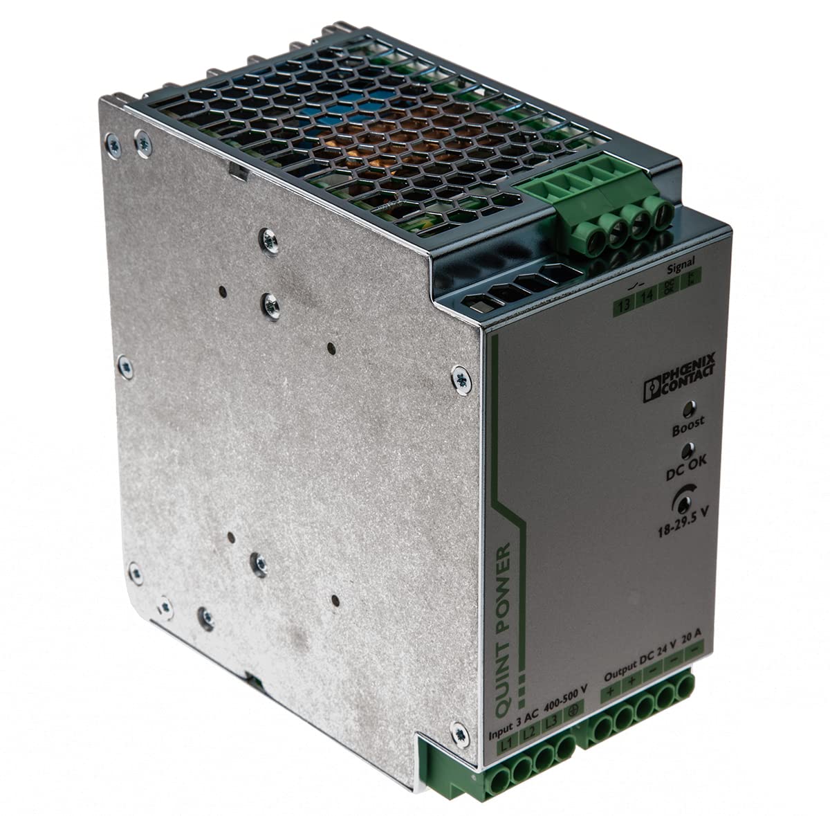 Phoenix Contact QUINT-PS/3AC/24DC/20 DIN Rail Power Supply 24Vdc 20A 480W, 3-Phase