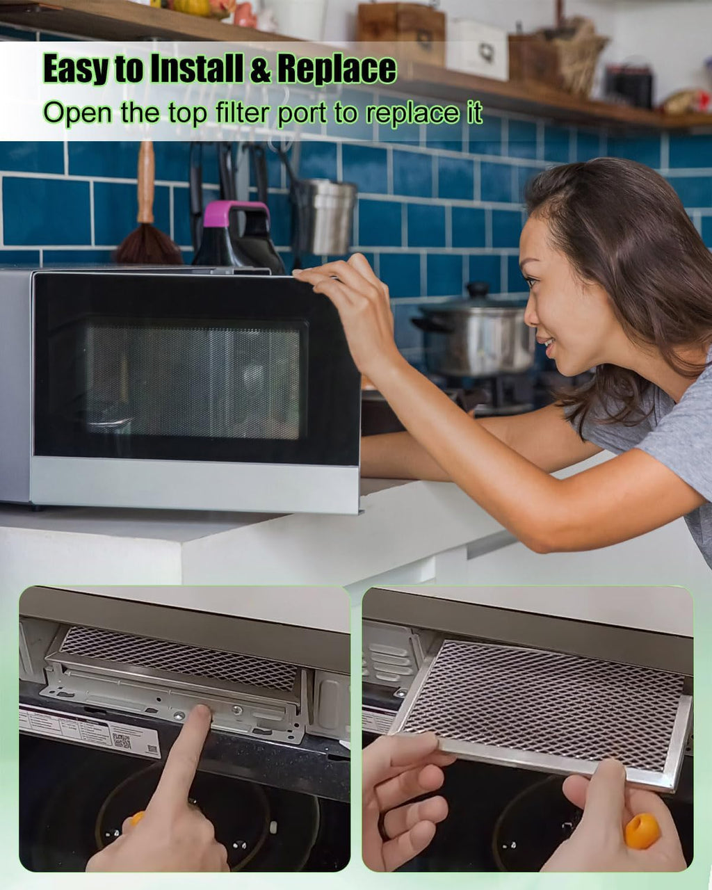 2 Pcs Microwave Charcoal Filter Fit for Samsung ME18H704SFS