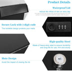 Mail Boxes with Combination Lock,Locking Mailbox Wall Mounted,Security Metal Mailbox Drop Box, Modern Large