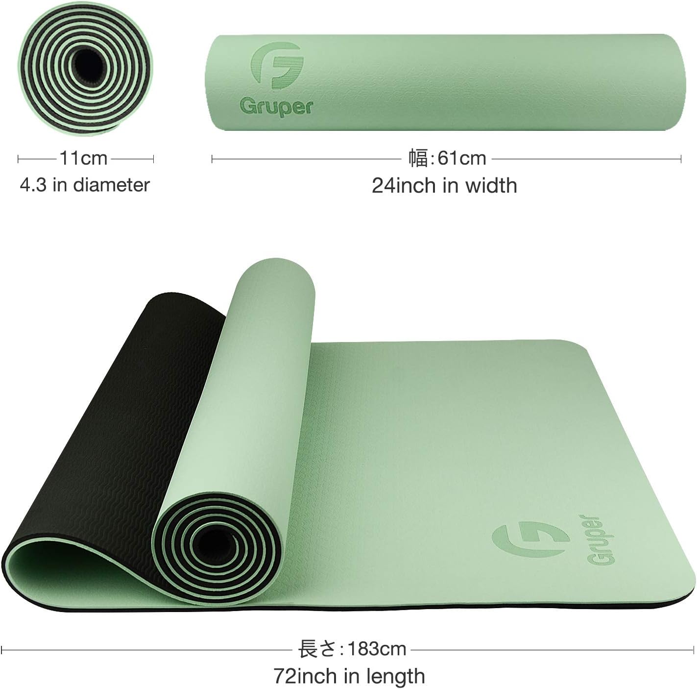Yoga Mat Non Slip, Eco Friendly Fitness Exercise Mat with Carrying Strap,Pro Yoga Mats for Women,Workout Mats for