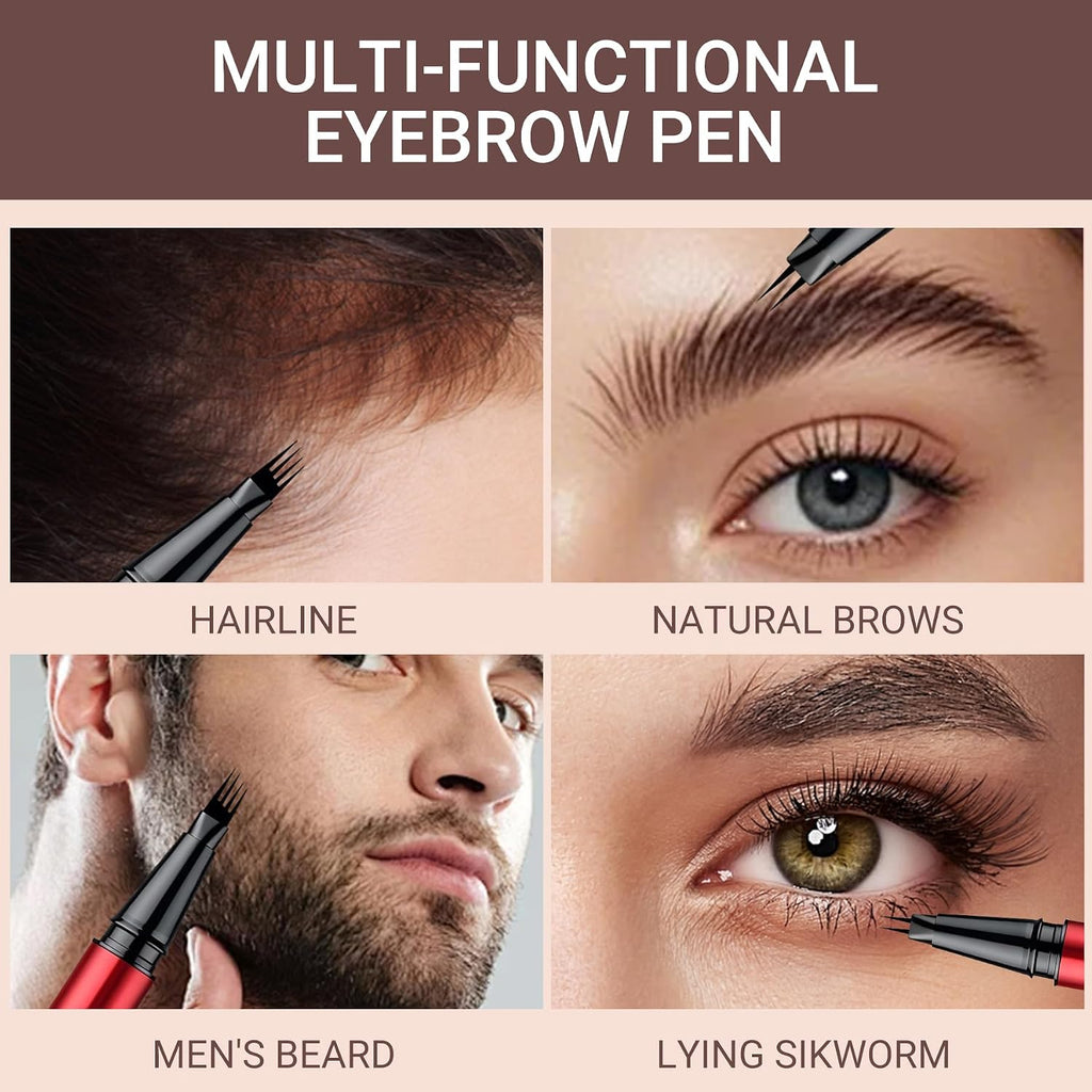 Vevivia 2 Pack Eyebrow Pen for Natural Eyebrows, Dark Brown
