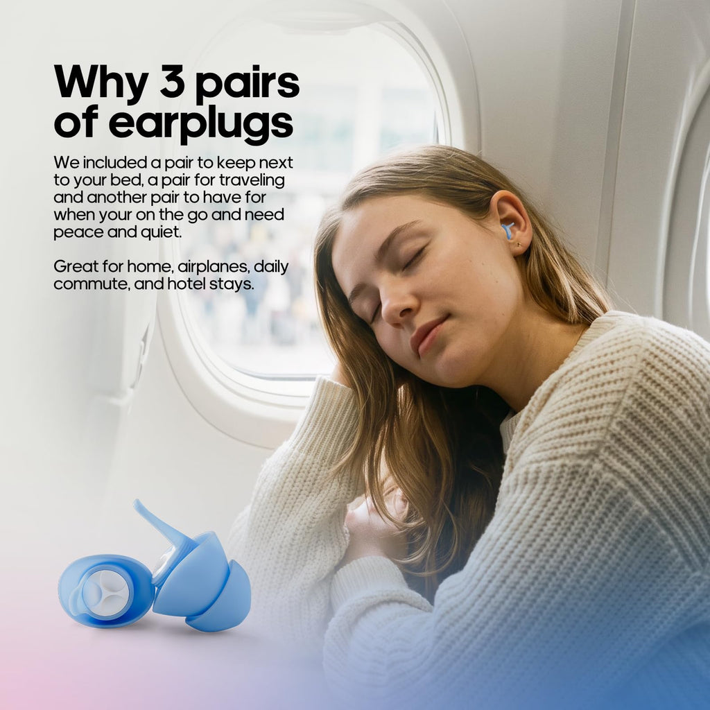 Ear Plugs for Sleeping - Soft Silicone, 3 Sets, Standard