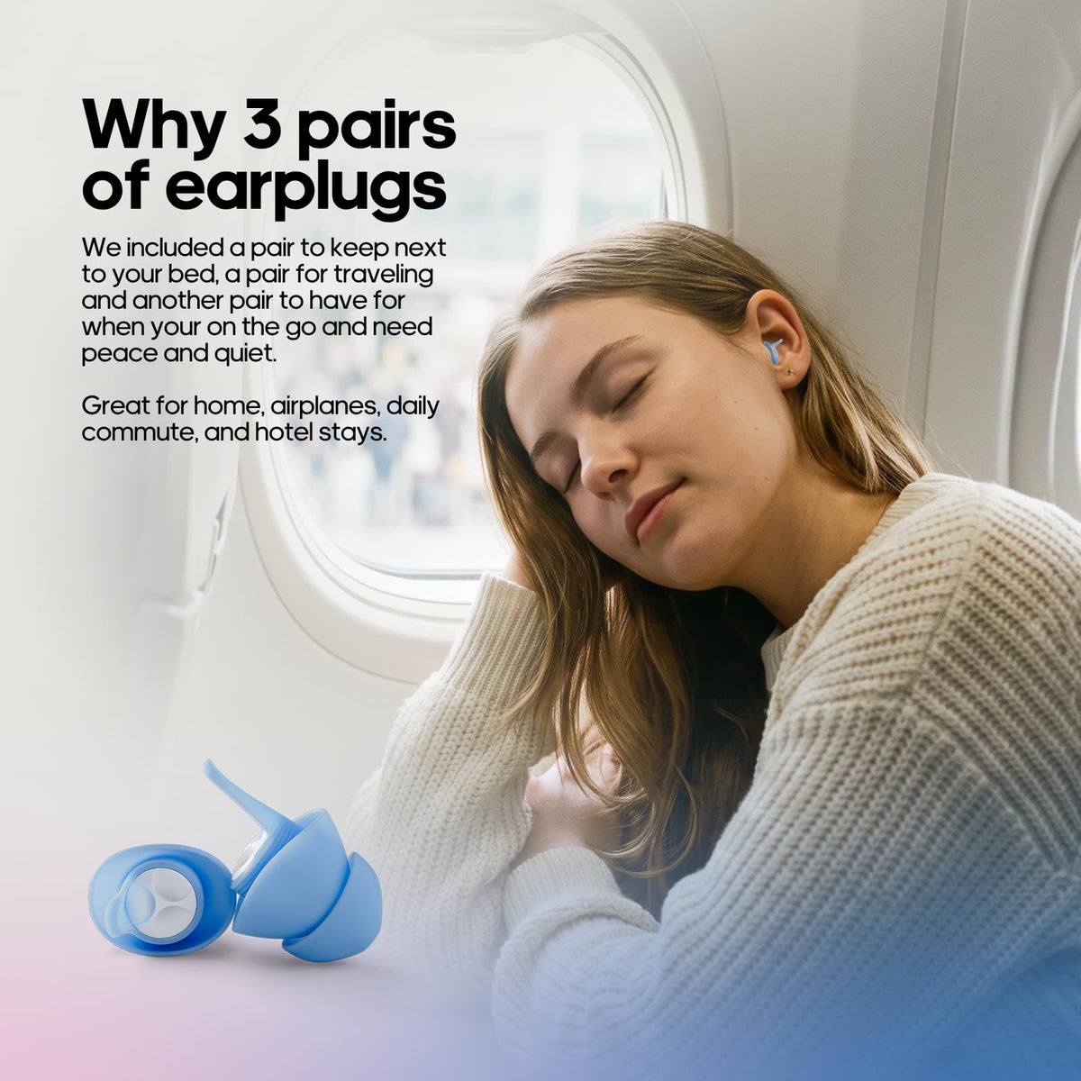 Ear Plugs for Sleeping - Soft Silicone, 3 Sets, Standard