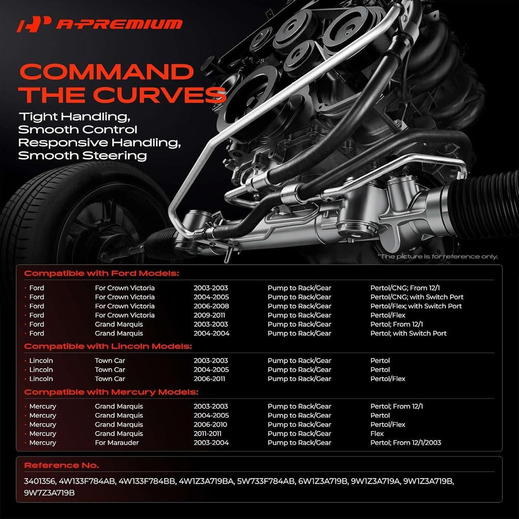 A-Premium Power Steering Pressure Hose Line Assembly, Pump to Gear/Rack