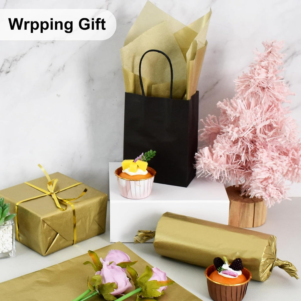 100 Sheets Gold Tissue Paper Bulk, Metallic Wrapping Tissue Paper for Gift Bags, 14 x 20 Inch Gift Wrap for Birthday