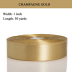 1 Inch Champaign Gold Solid Satin Ribbon for Gift Wrapping, 50 Yards
