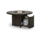 Outdoor Fire Pit Table, Round Wicker Propane