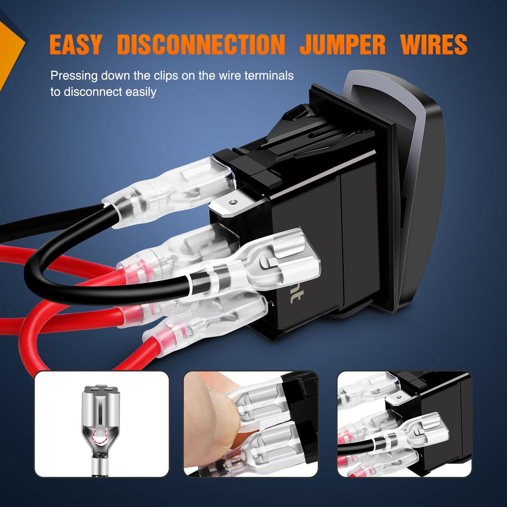 Nilight Bilge Pump Rocker Switch with Jumper Wires Set 5 Pin Laser Blue