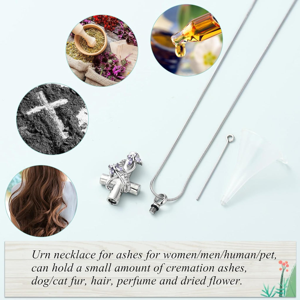 Butterfly Cross Urn Necklace for Ashes Men Women Cremation Jewelry Ashes Pendant for Human Memorial Ash Jewelry