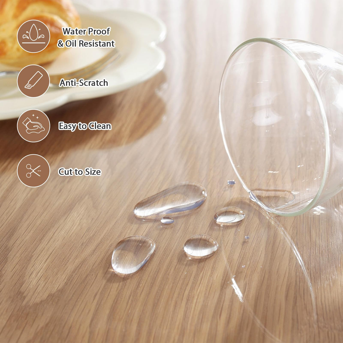 Round Clear Table Cover Protector 48", Waterproof Plastic Cover