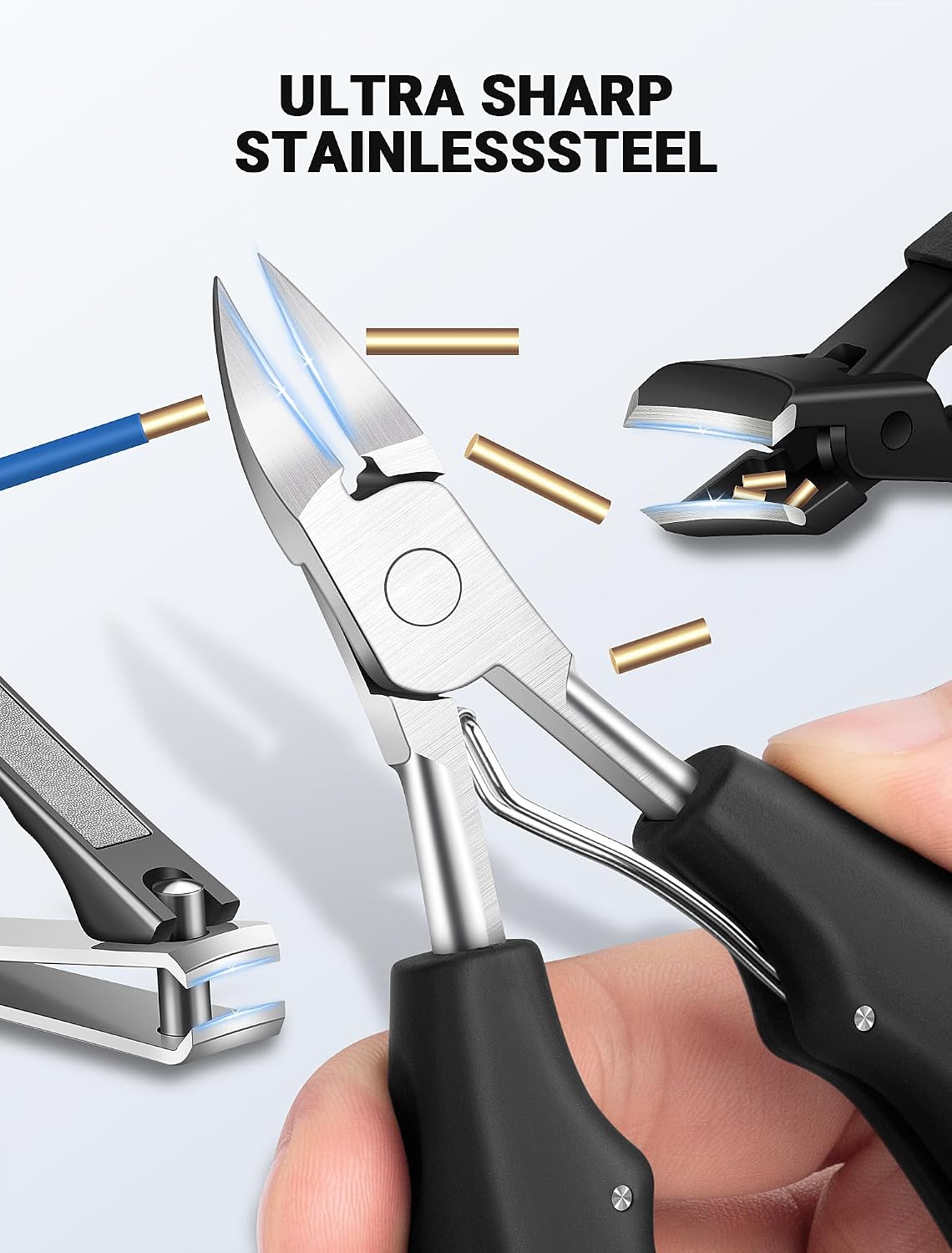 Toenail Clippers for Seniors Thick Toenails, Sharp Ingrown Toenail Clippers Nail Cutter Long Handle with Wide Jaw for