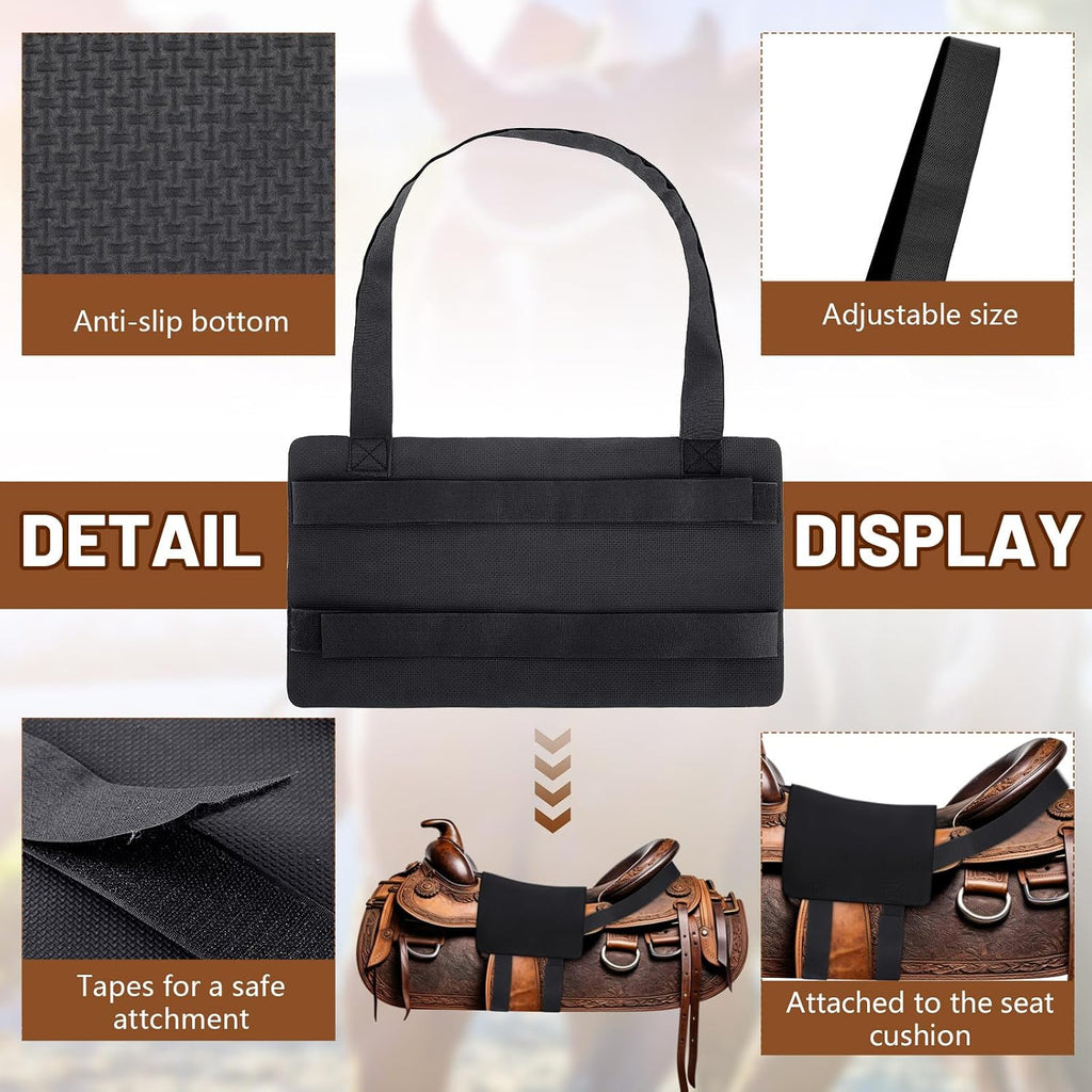 Western Anti Slip Grip Saddle Seat Cover Black Horse Saddle Cover with Adjustable 2 Elastic Leg Bands for Christmas