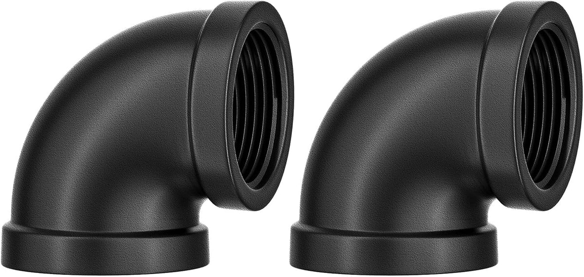 Malleable Elbow Threaded Pipe Fittings,Black,3/4",2-Pack.
