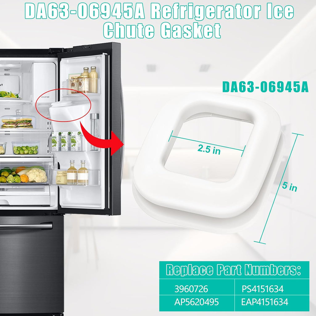Upgraded DA63-06945A Refrigerator Ice Chute Gasket Cap Compatible with Samsung Ice Chute Gasket Seal Replacement Parts RF28HMEDBSR RF28JBEDBSR RF263TEAESR RF23HCEDBSR Dispenser Gasket