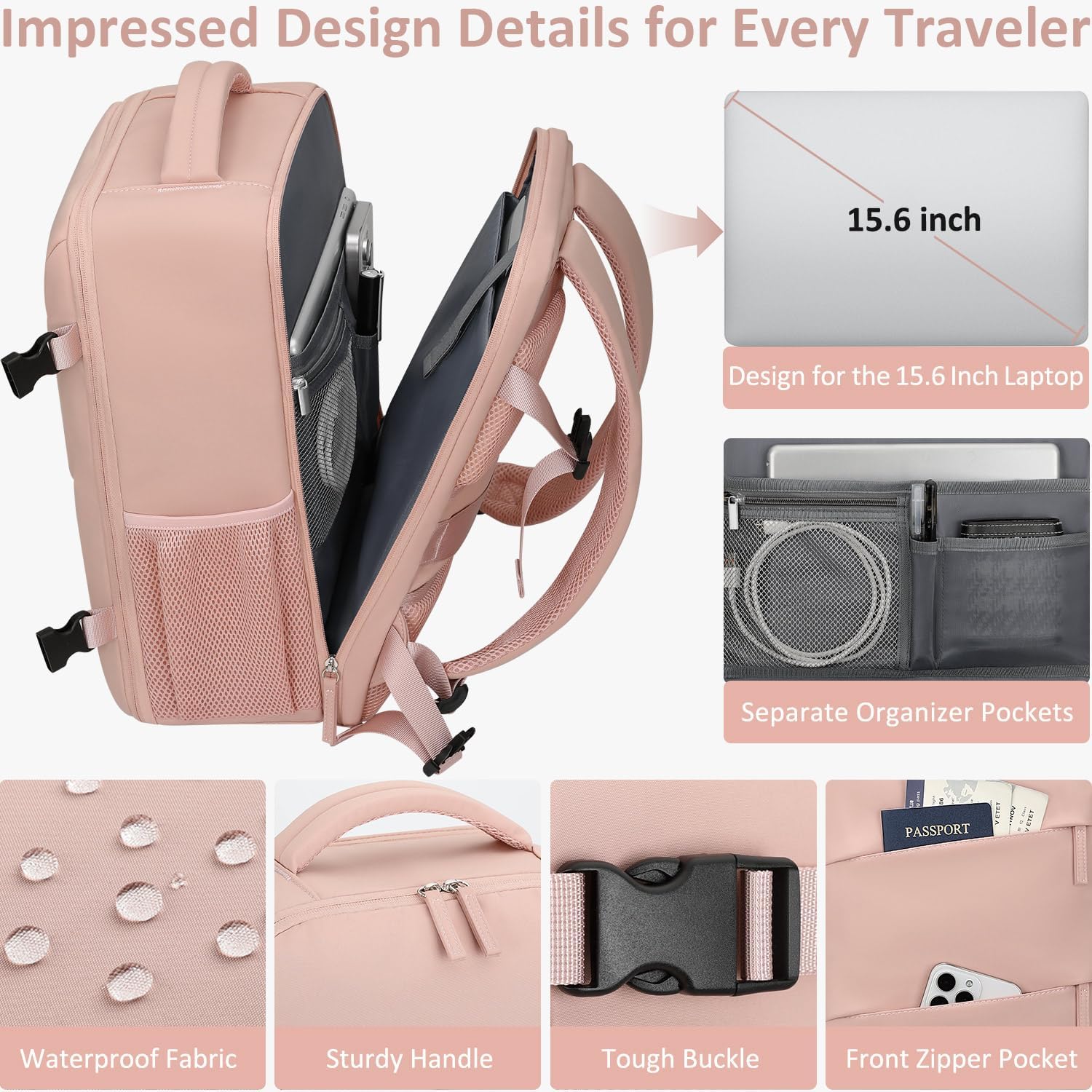 Carry on Backpack for Women TSA Approved 15.6 Inch Travel Laptop Backpack for Women Travel Essentials Womens Travel