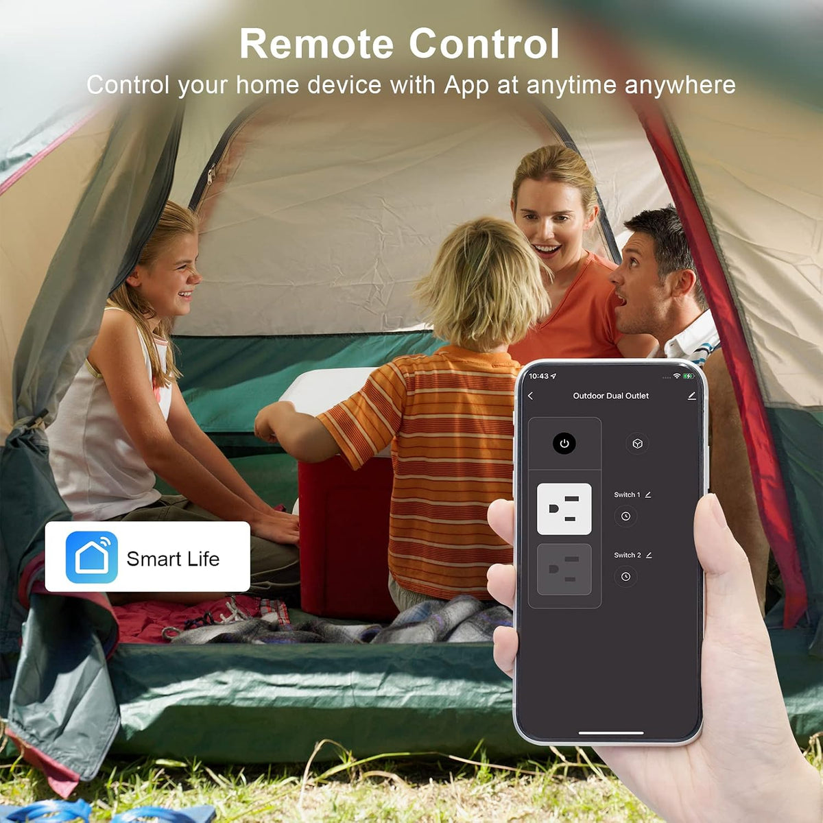 WiFi Outdoor Smart Plug, Smart Plugs that Work with Google Home for Voice Control, Wireless Remote APP Control Smart