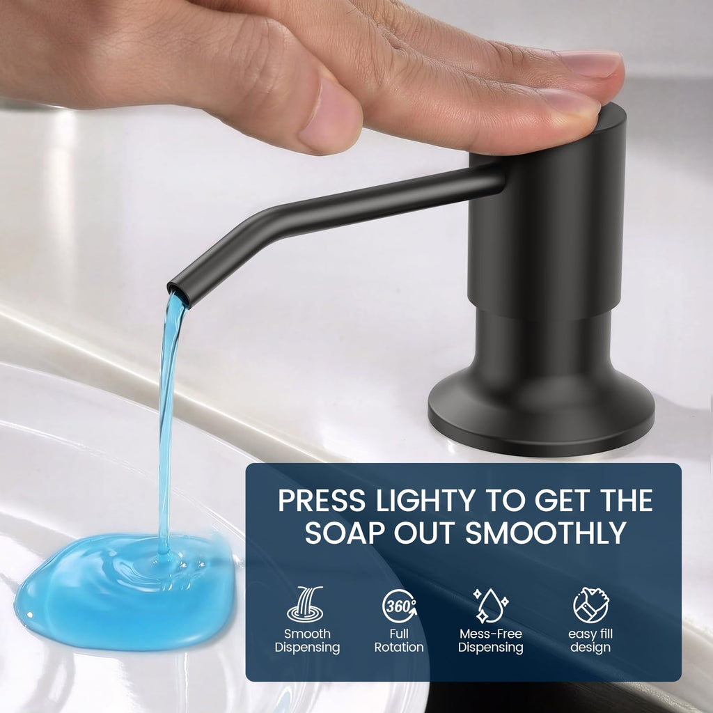 8" 2-Handle Pull Down Kitchen Faucet & Soap Dispenser Matte Black