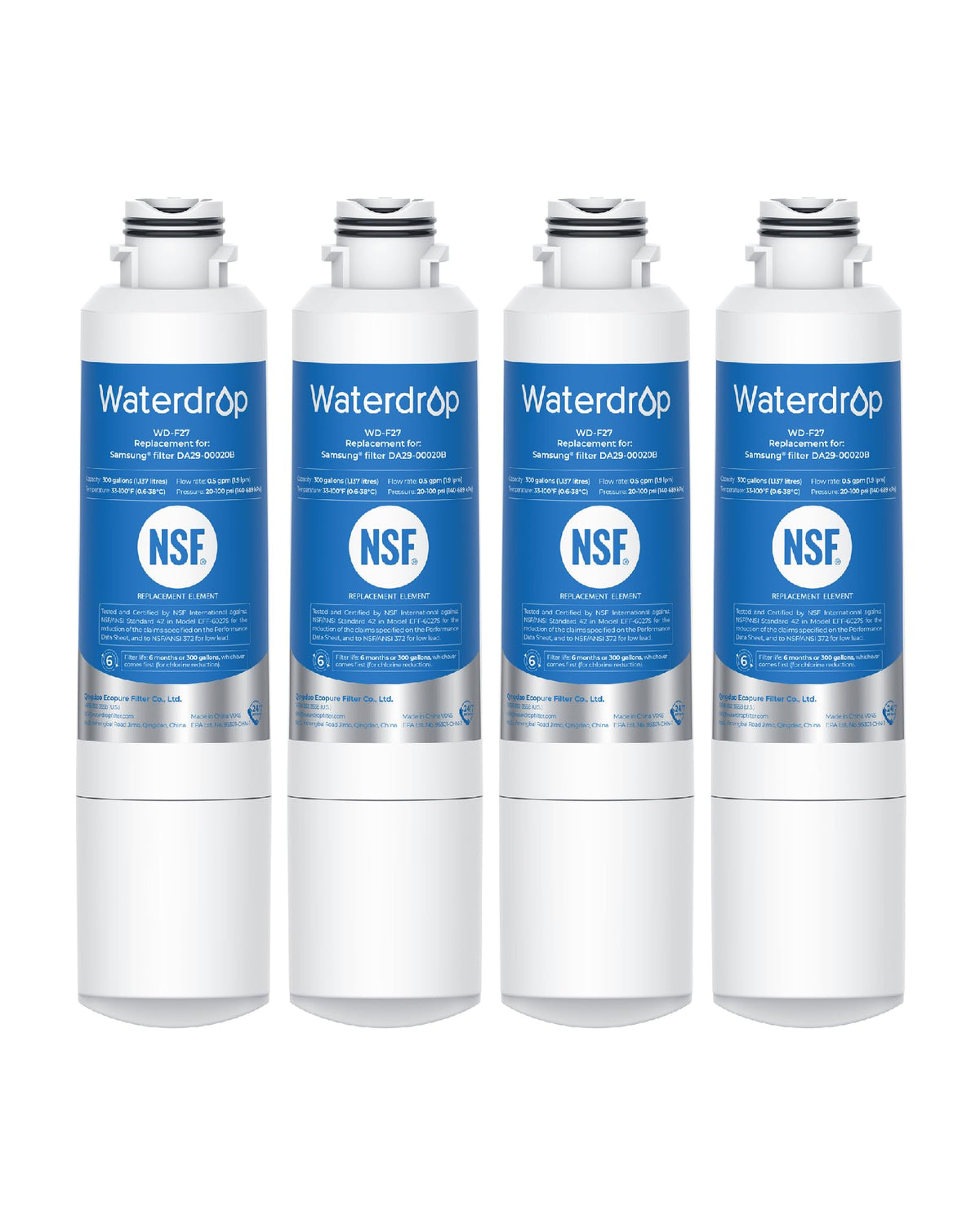 Water Filter, Replacement for Samsung HAF-CIN/EXP, 4 Pack