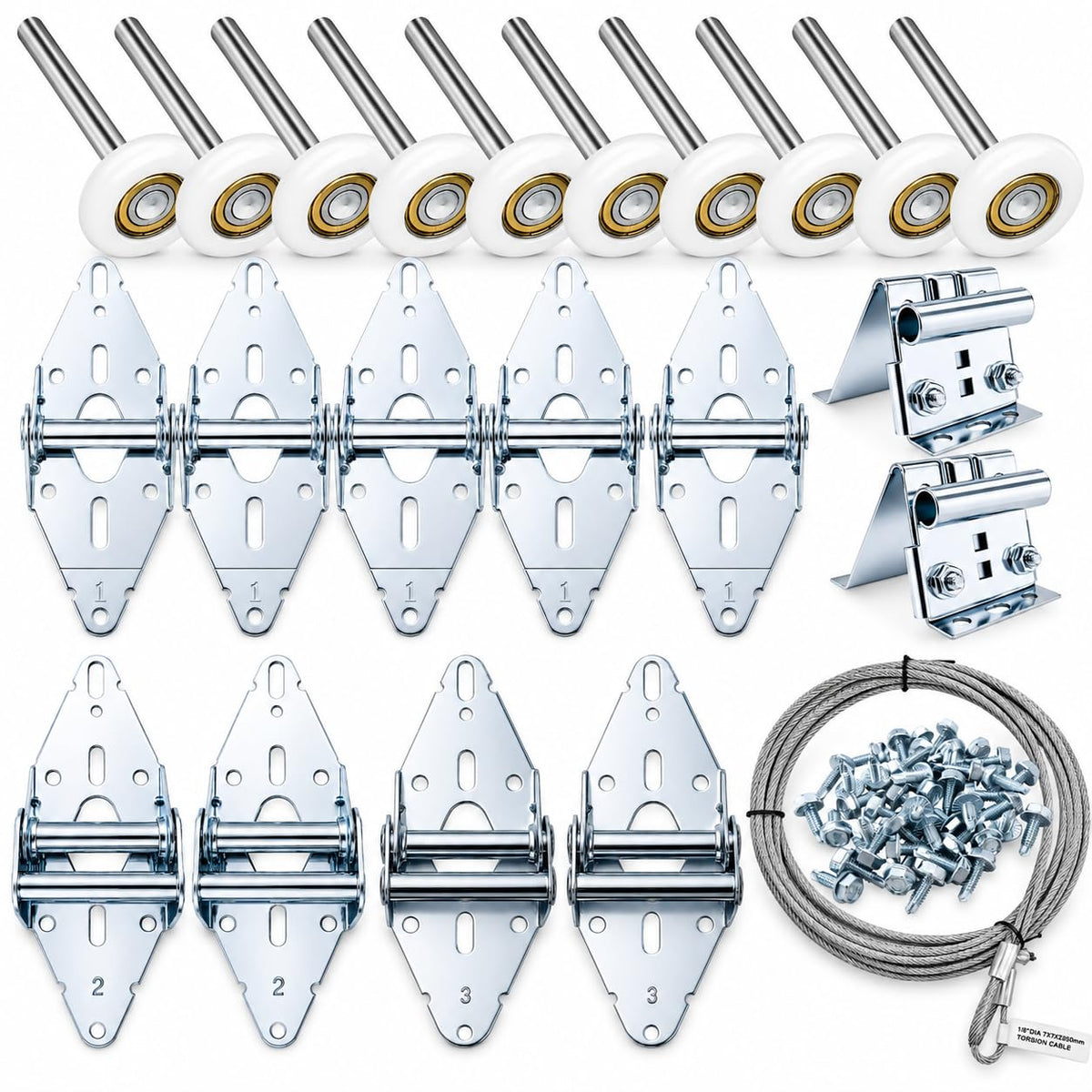 Arlenix 7 ft Garage Door Hardware Kit with Rollers Hinges Cable