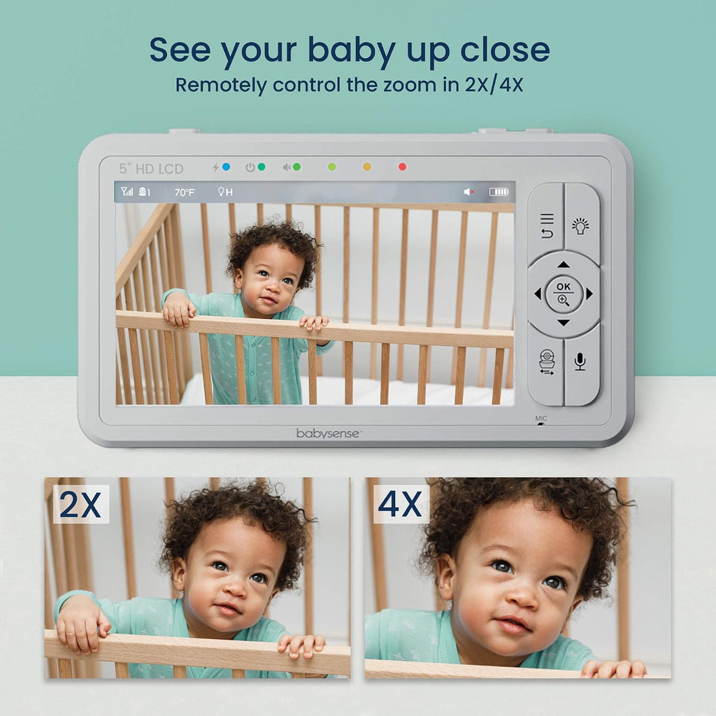 5" HD Non WiFi Split-Screen Baby Monitor, Video Baby Monitor with 2 Cameras and Audio, Night Light, 1000ft Range