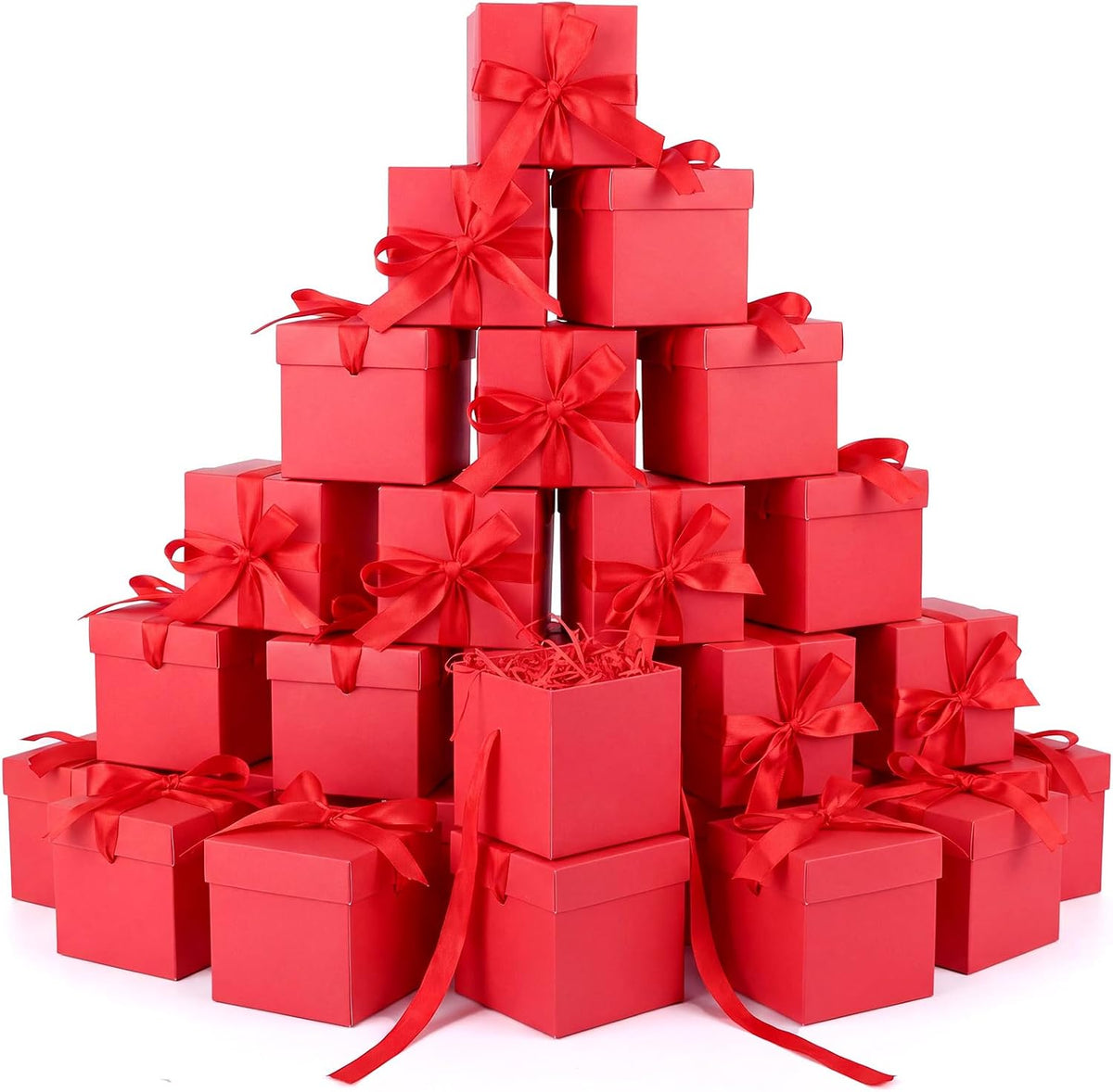 24 Pcs Christmas Gift Boxes with Lids Small Box, Red, Classic