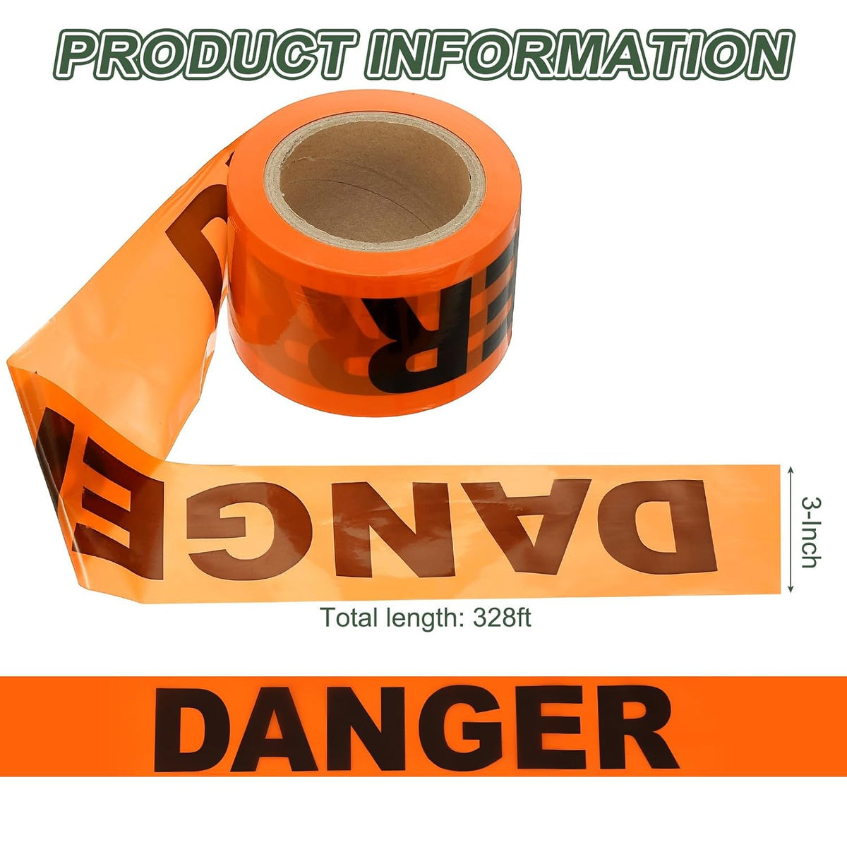 328ft x 3" Warning Tape, High-Visibility PE Floor Marking Roll Caution Tape for Flagging Construction Outdoor