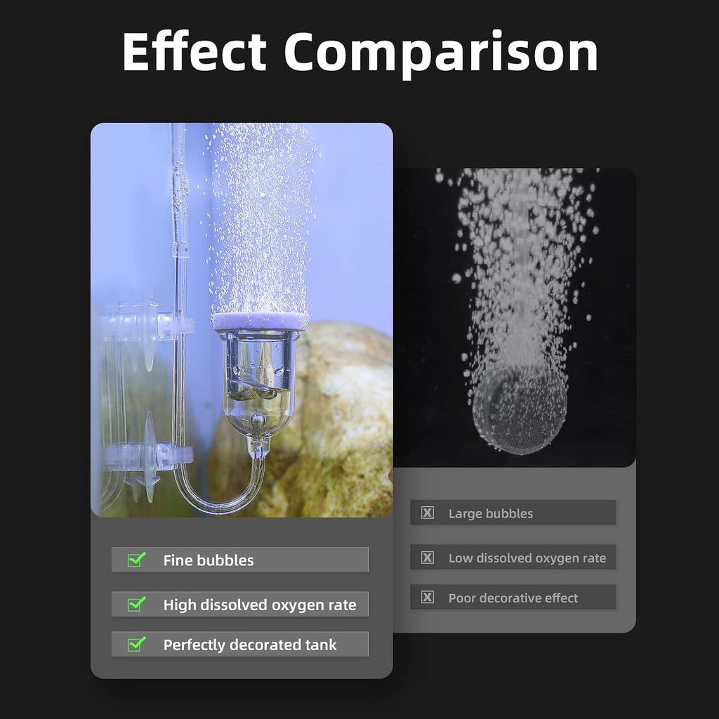 Aquarium Air Stone, Fish Tank Bubble Diffuser High Dissolved Oxygen Airstones for Air Pump Accessoriess with 1 Check