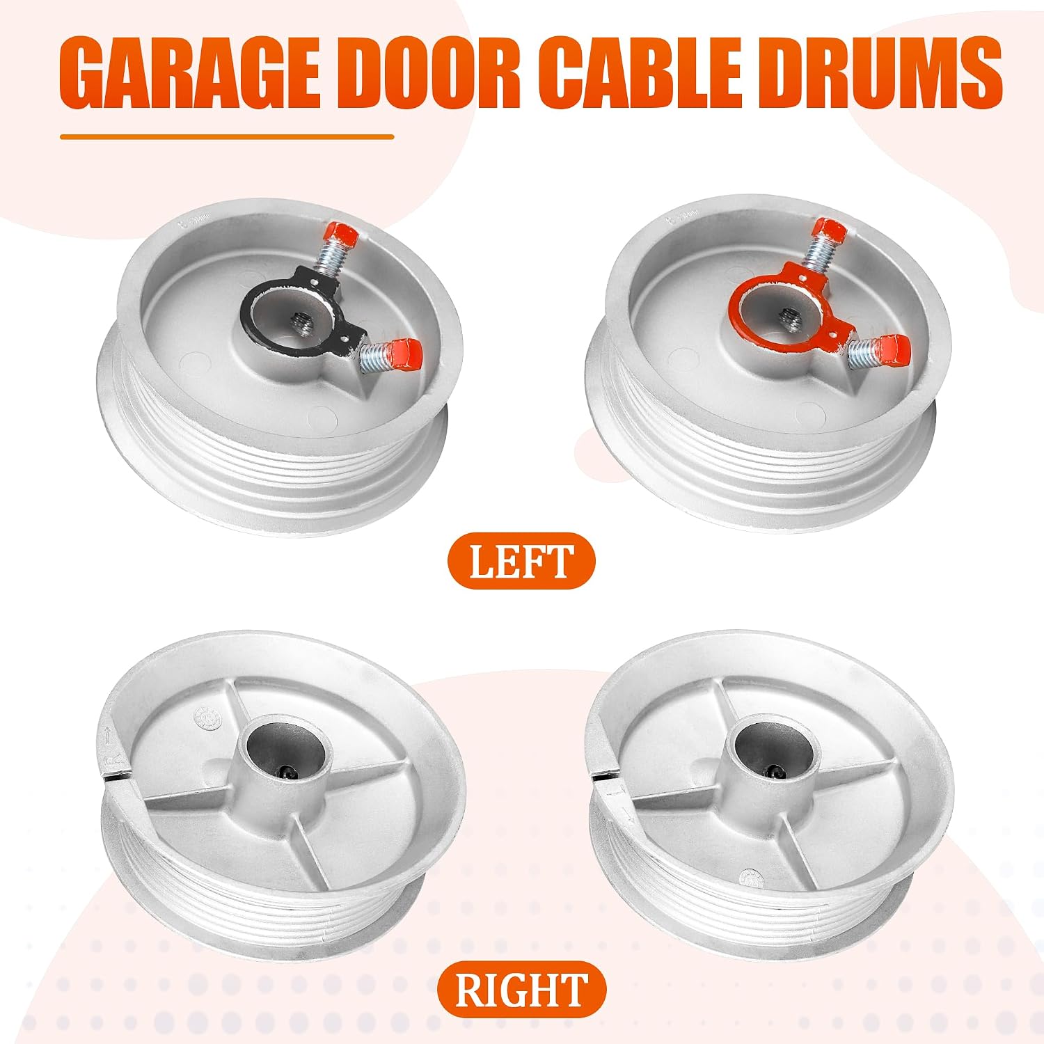 Garage Door Parts Cable Drums, Garage Door Rollers Fit for 400-8 Standard Lift Up to 8" High Doors - Cable Pulley