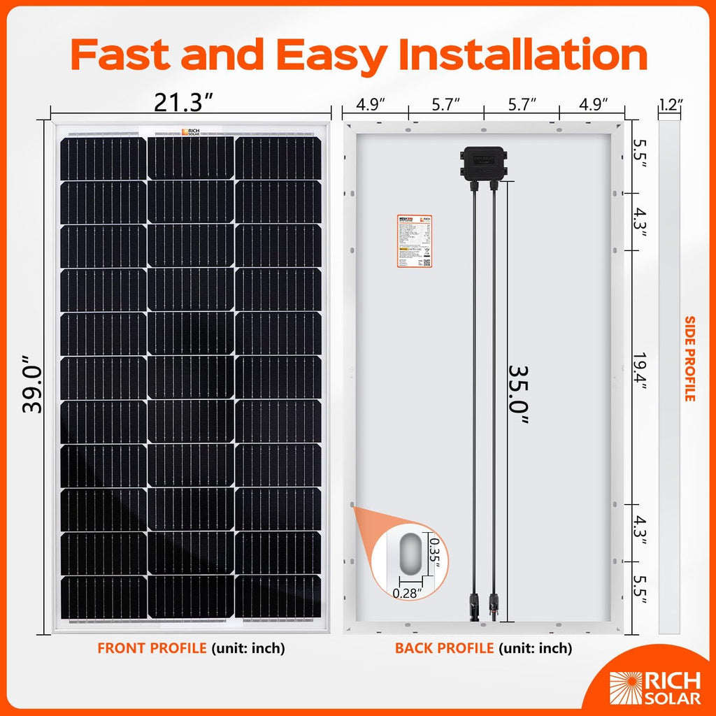 200 Watt 12 Volt Monocrystalline Solar Panel 2 Pack of 9BB Cell 100W High Efficiency Solar Module Charge Battery for