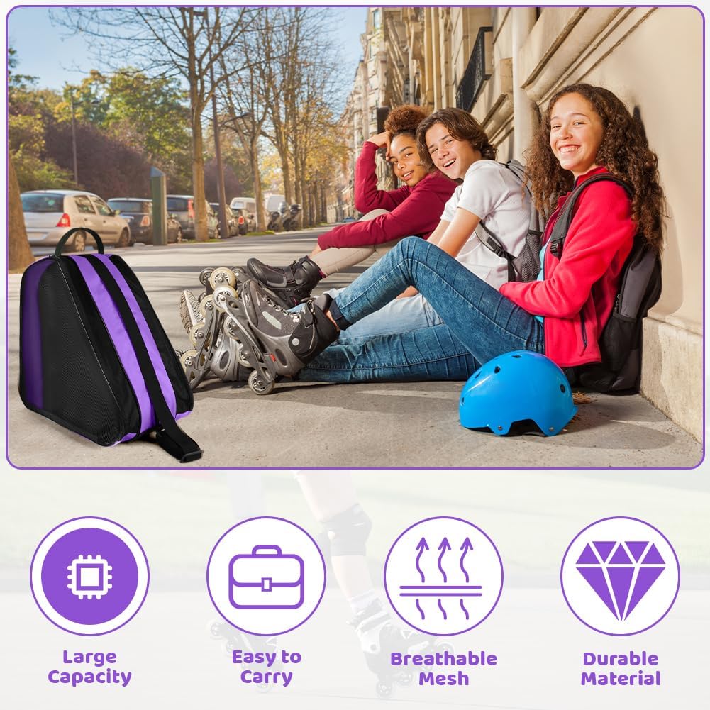 Roller Skate Bag, Ice Skate Bag, Breathable Ice Skating Bags with Adjustable Shoulder Strap and Top Handle