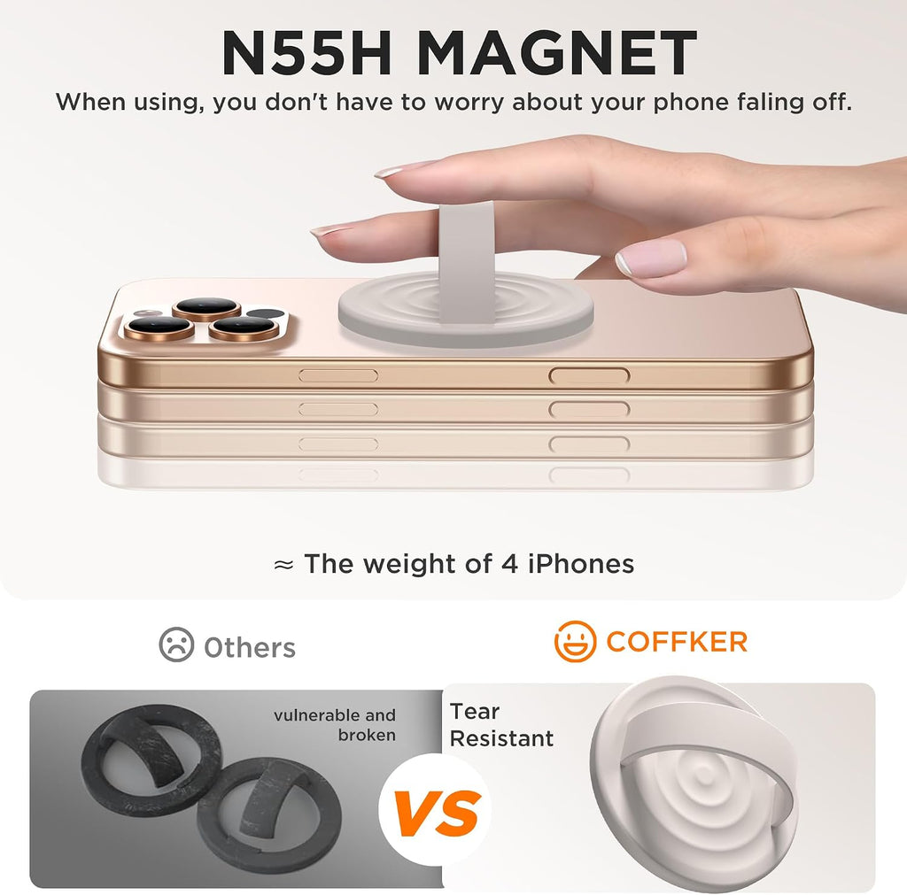 Magnetic Phone Grip Ring Holder, Liquid Silicone Magnet Cell Phone Grip Finger Loop, Compatible with Magsafe, Back of