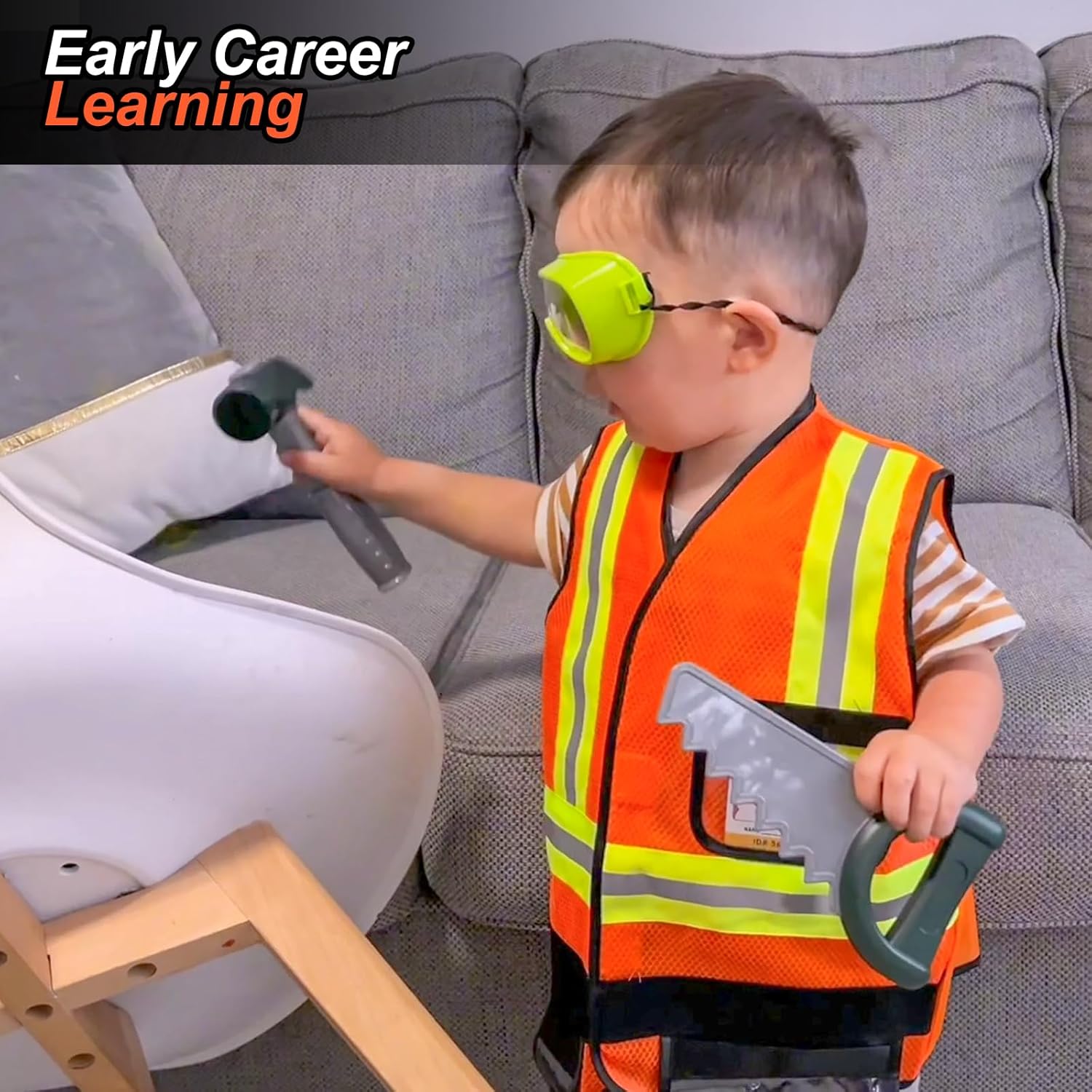 Kids Tool Set Pretend Toy for 3 4 5 Years Old with Costume | Breathable Fabric, Durable Helmet, Smooth Edges