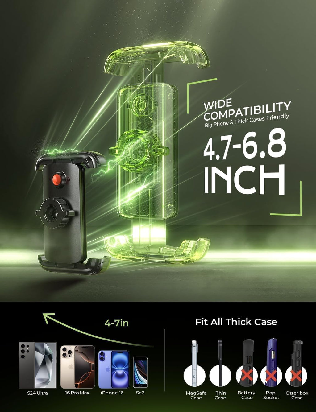 Bike Phone Holder, [Super Easy Install] Motorcycle Phone Mount Ebike Accessories Bicycle Handlebar Holder Mount Gifts