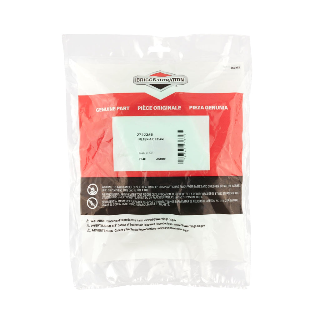 Briggs & Stratton 272235S Air Filter Foam Element