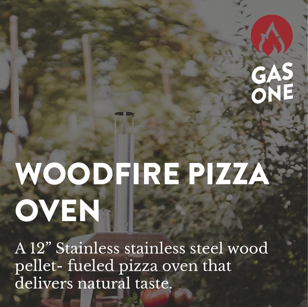 GasOne PZW-12A Pizza Ovens Wood Pellet 12” Pizza Oven Cooking Pizza Maker Portable Stainless Steel Pizza Grill